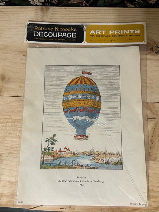 Other - Vintage 1970s Hot Air Balloon ASCENSION Lohse Citadelle Strasbourg 1784 Art Prin